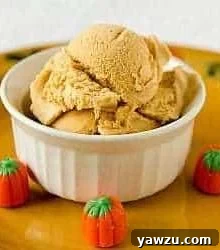 Scoops of rich, perfectly set pumpkin ice cream in a white bowl, ready to be devoured.