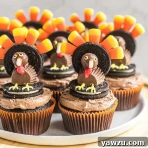 Finished candy turkey cupcakes