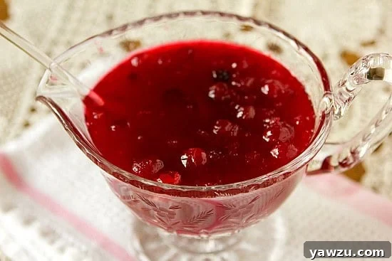 Close-up of fresh cranberry sauce simmering on the stove, infused with citrus and apple.