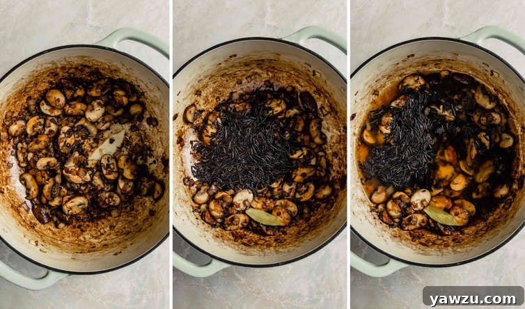 Step by step photos of assembling turkey wild rice soup.