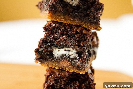Chocolate Chip Cookie and Oreo Fudge Brownie Bar cut into squares