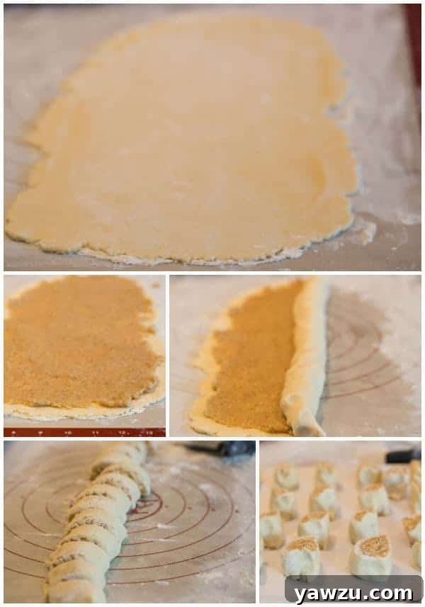 Close-up of Italian Walnut Pillow Cookies after being baked, before icing