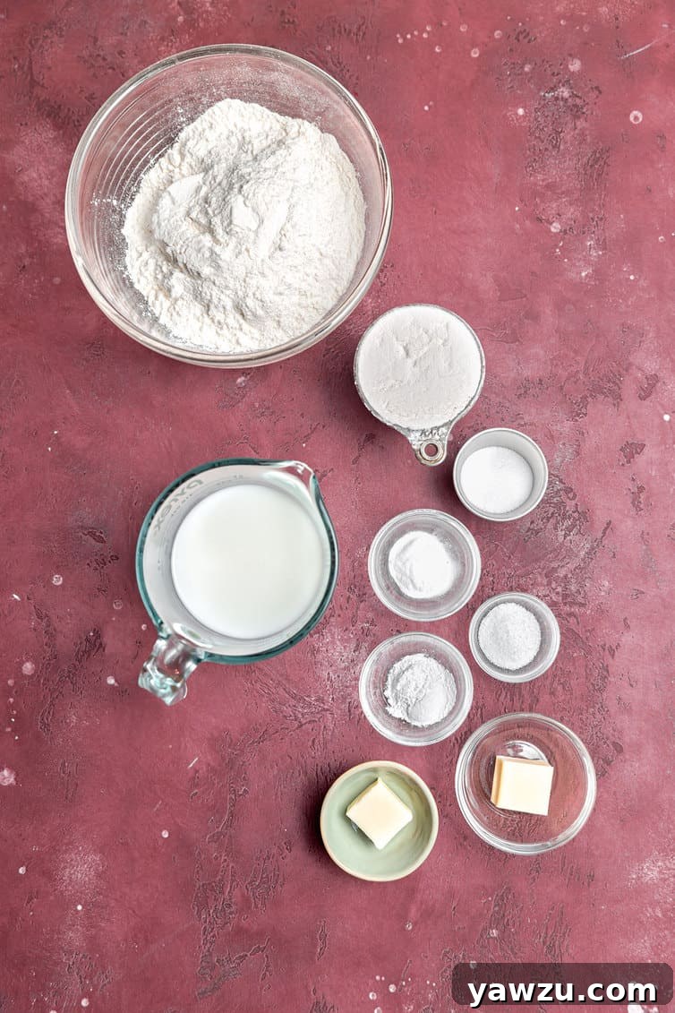 Ingredients for Irish soda bread mise en place.
