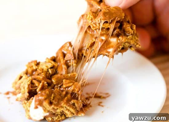 Ooey, gooey Golden Grahams S'mores Bar with melted chocolate and marshmallows