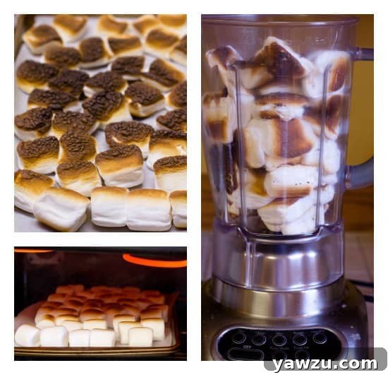 Behind the scenes of making S'mores Ice Cream, showing the creamy texture and mix-ins.