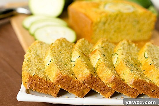 Beautifully baked Zucchini Cornbread, ready to be sliced