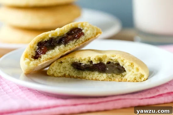 Classic Homemade Filled Raisin Cookies on a cooling rack