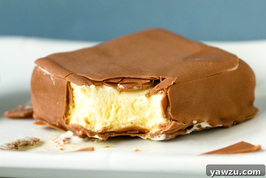 Homemade Klondike Bars - Classic Vanilla Ice Cream Squares with Hard Chocolate Shell