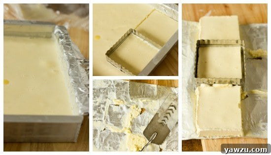 Cutting Vanilla Ice Cream into Squares for Klondike Bars