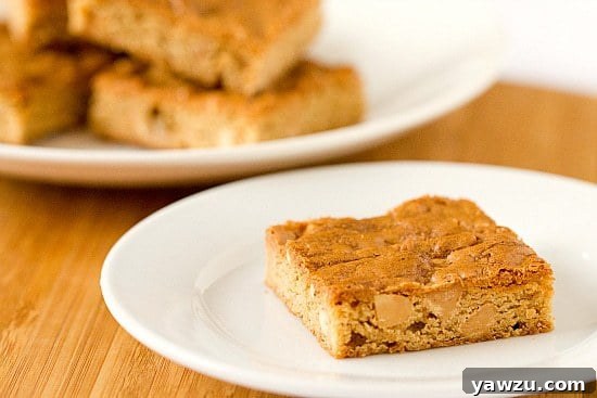 Delicious Peanut Butter Blondies cooling on a wire rack.