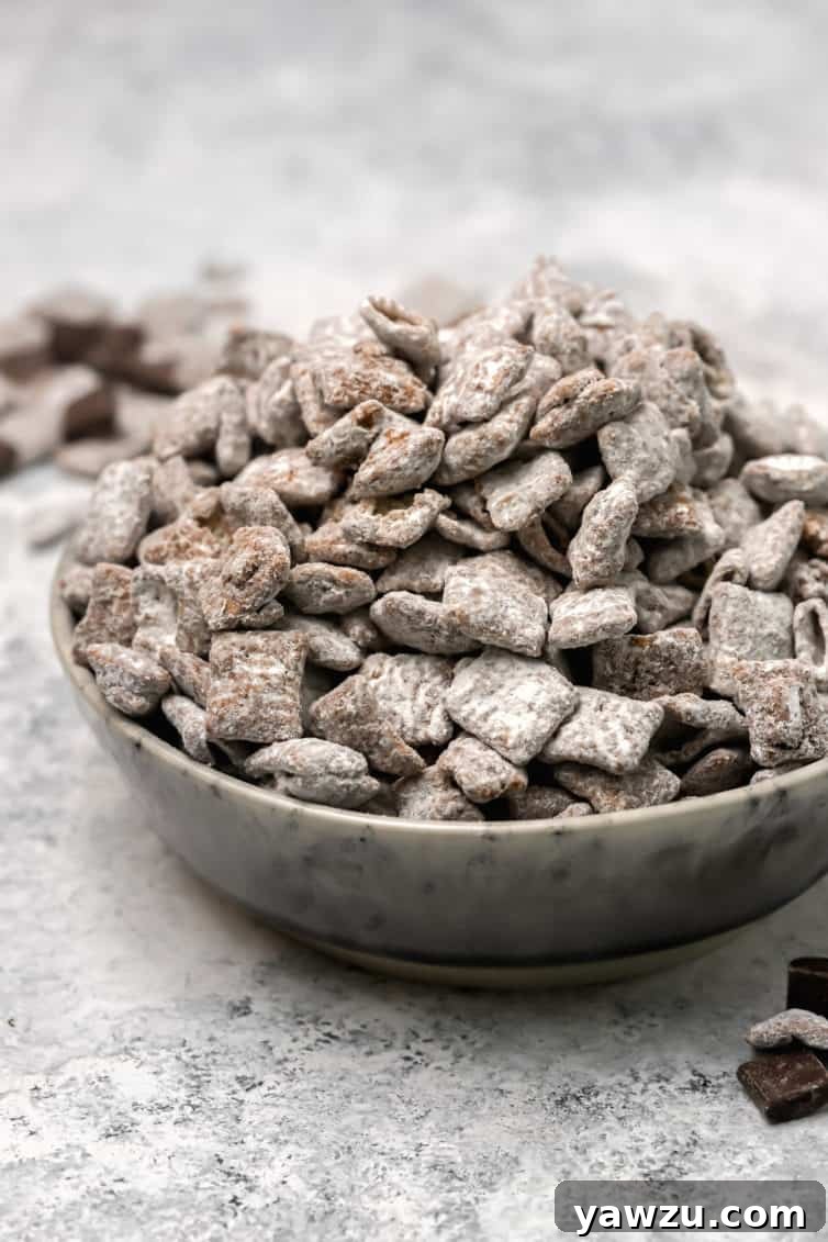 A bowl of muddy buddies (aka puppy chow).