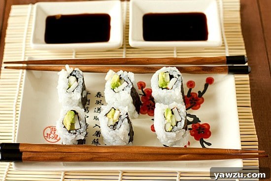 Homemade Sushi - California Rolls, beautifully presented