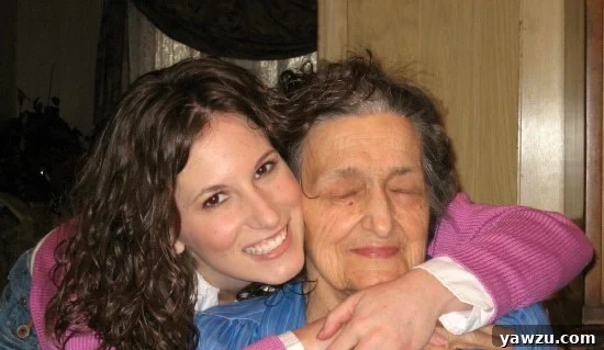A heartwarming photograph of the author and her grandmother sharing a joyful moment during Christmas 2005