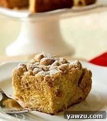 Rhubarb Crumb Cake with a generous crumb topping