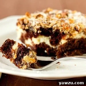 Dad's Favorite Chocolate Cake with Cream Cheese Filling & Walnut-Sugar Topping