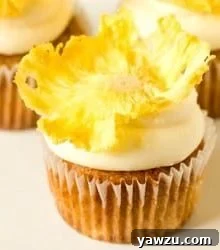 Hummingbird Cupcakes with Pineapple Flowers