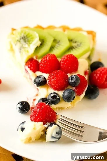 Another view of the delicious Fresh Fruit Tart, highlighting the thick pastry cream