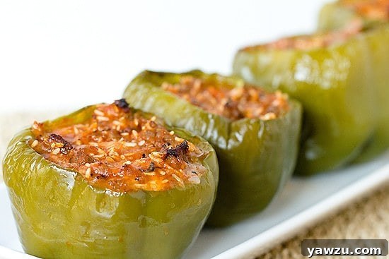 Sausage, Mozzarella & Basil Stuffed Peppers