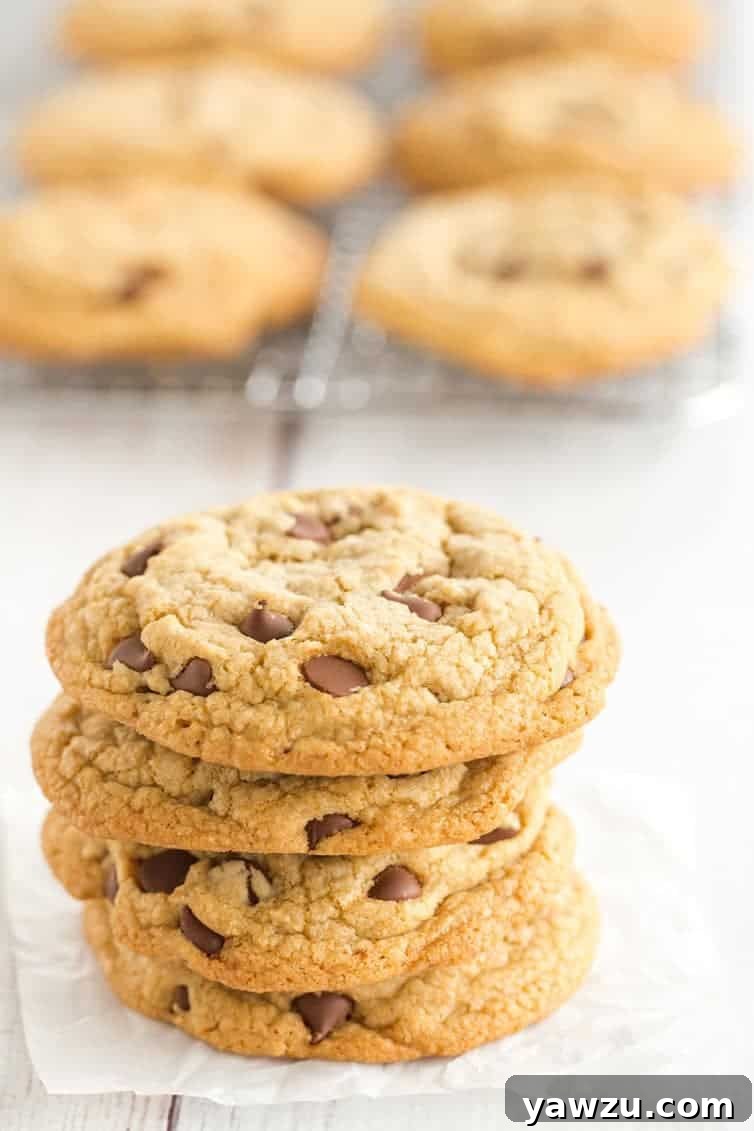 Cook's Illustrated Perfect Chocolate Chip Cookies are large, bakery-style chocolate chip cookies made with browned butter and dark brown sugar for a toffee-like flavor.