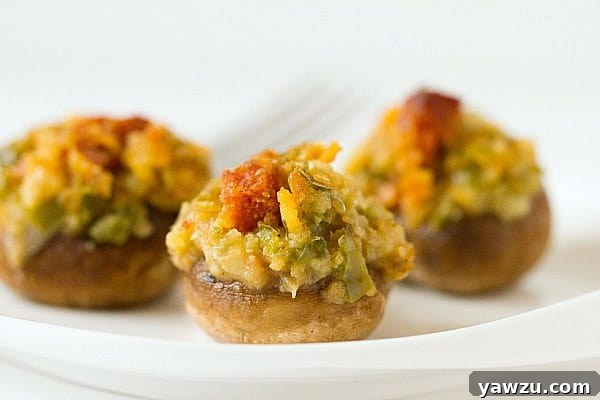 Delicious Mrs. Waterman's Stuffed Mushrooms, perfectly baked and golden brown