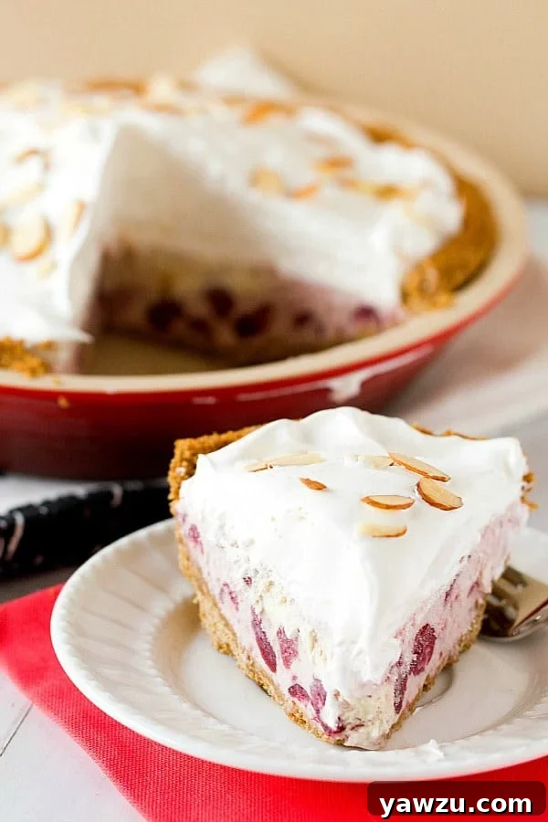 Beautifully garnished Cranberry Ice Cream Pie, a perfect holiday dessert