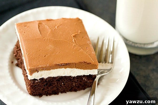 Ho Ho Cake layers: chocolate cake, white cream filling, and chocolate glaze