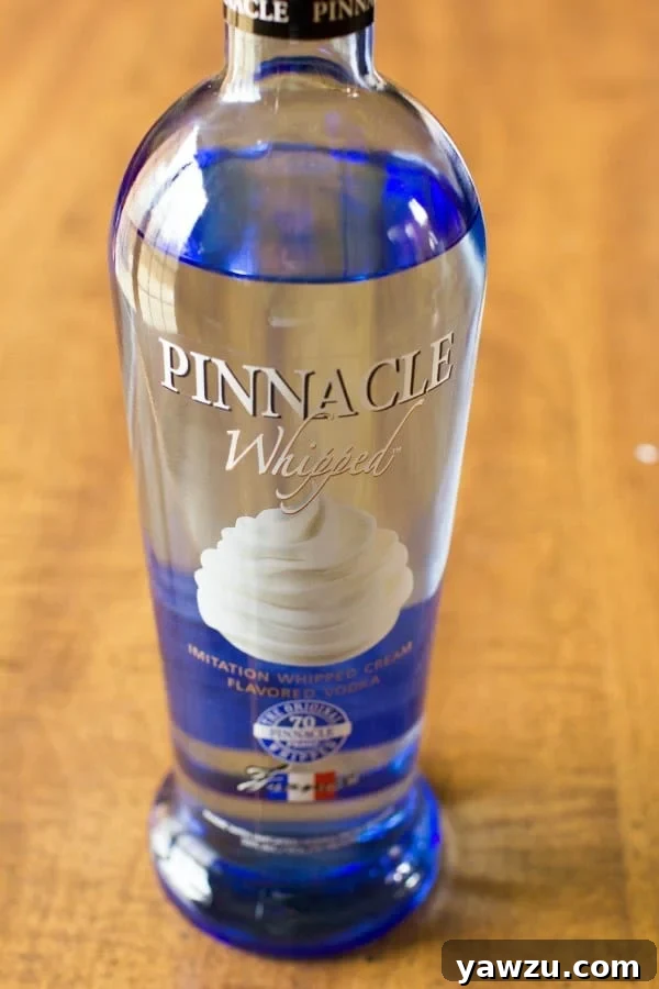 Pinnacle Whipped Cream Vodka bottle, an ideal choice for this recipe