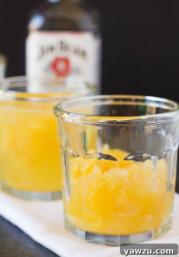 Close-up of frozen Bourbon Slush in a container