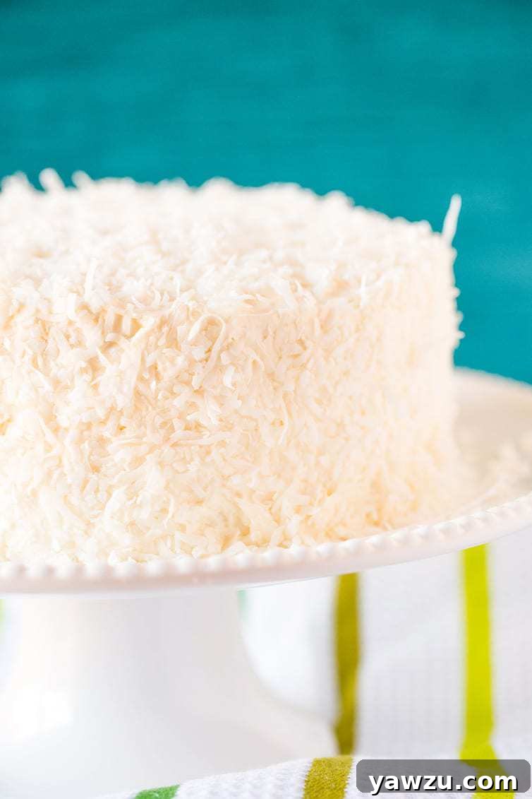 Coconut-Vanilla Bean Cake with Coconut Meringue Buttercream Frosting - A super moist coconut-packed layer cake and that frosting is a DREAM!