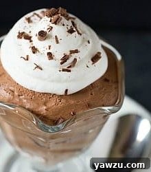 Dark Chocolate Mousse with a dollop of whipped cream