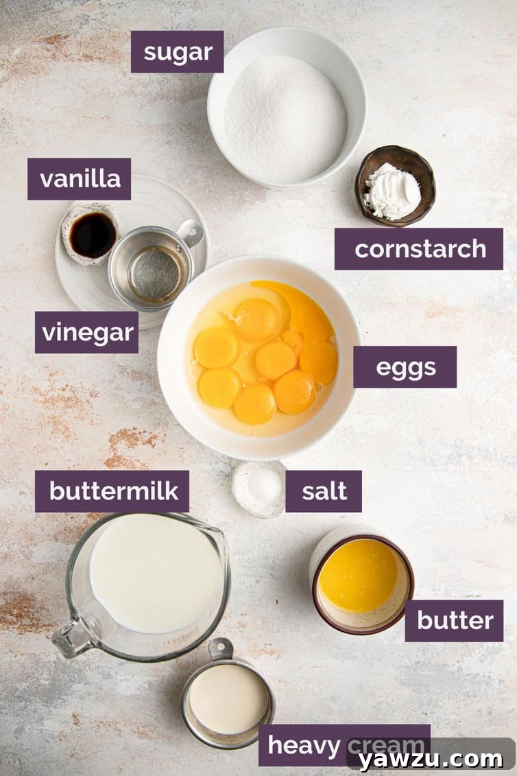 Ingredients for buttermilk pie prepped and labeled.
