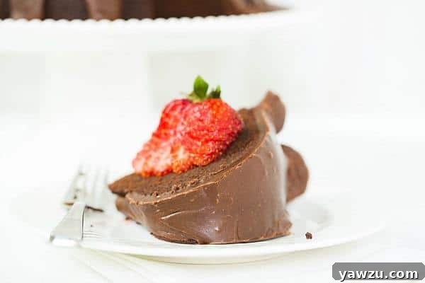 Slice of Chocolate Bundt Cake with Fudge Icing and serving suggestions