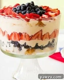 Close-up of a Berry Trifle slice, showing perfect layers