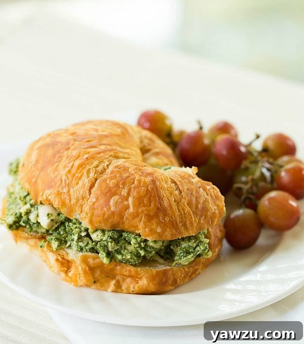 Delicious and easy Pesto Chicken Salad recipe by Brown Eyed Baker.