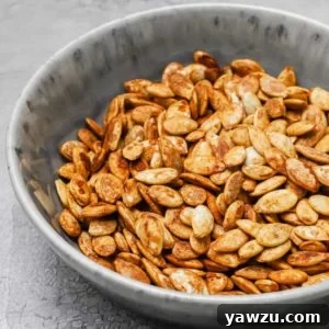 A serving of perfectly roasted pumpkin seeds.