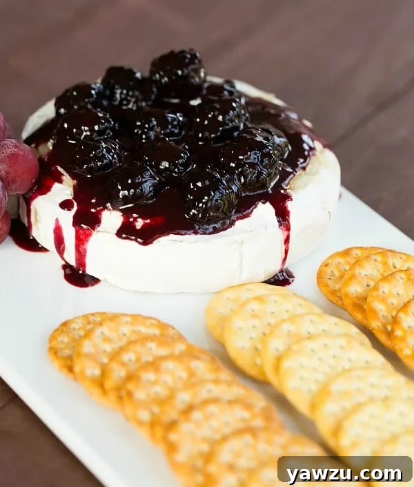 Baked Brie with Blackberry Compote - An ultimate holiday appetizer recipe by @browneyedbaker