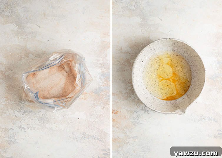 Side by side photos of ingredients for candied pecans on a white counter.