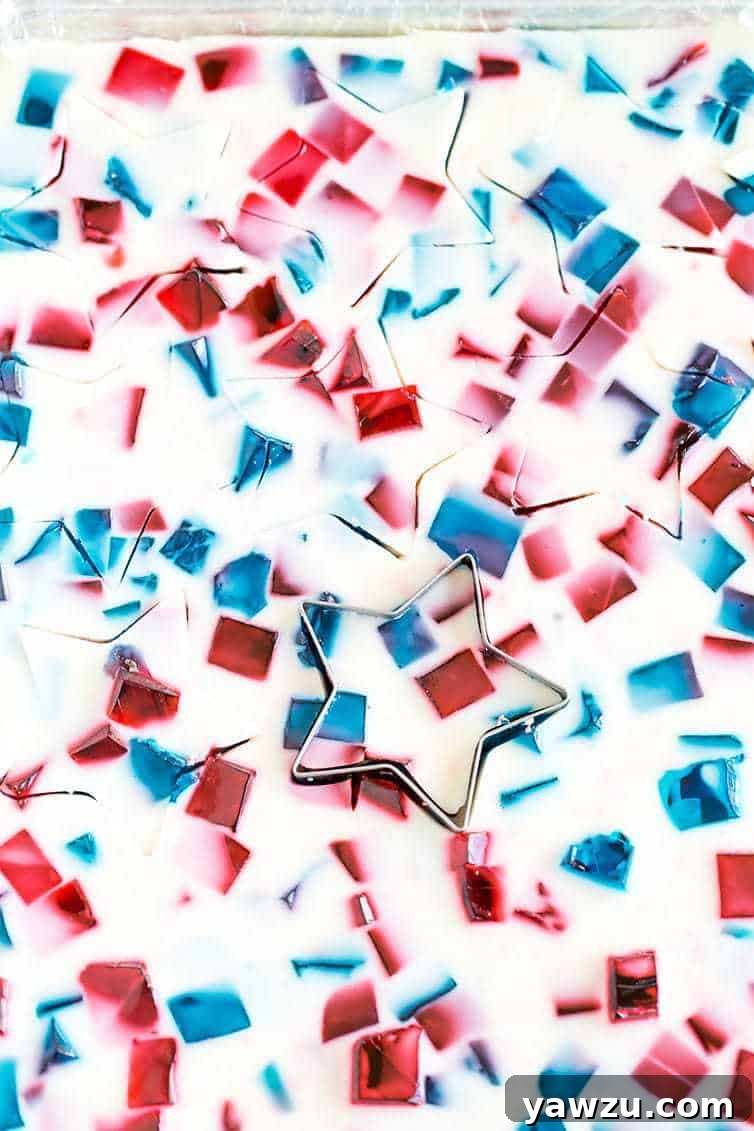 Cutting out the stained glass Jello stars.