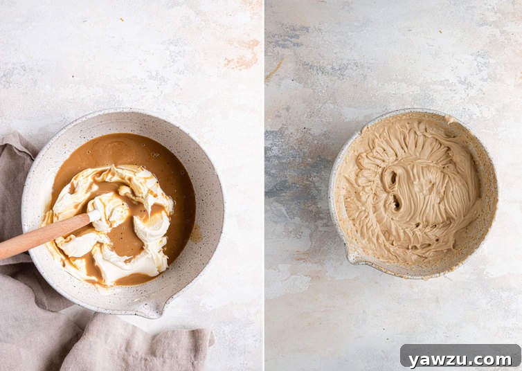 Espresso-mascarpone filling in a mixing bowl.