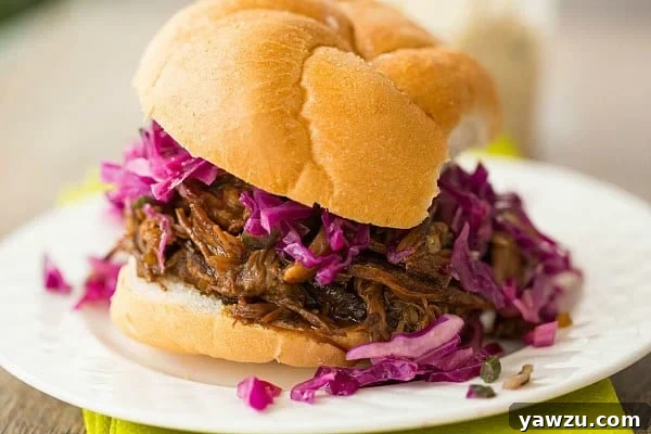 Honey-Balsamic Pulled Pork with Asian Slaw by @browneyedbaker
