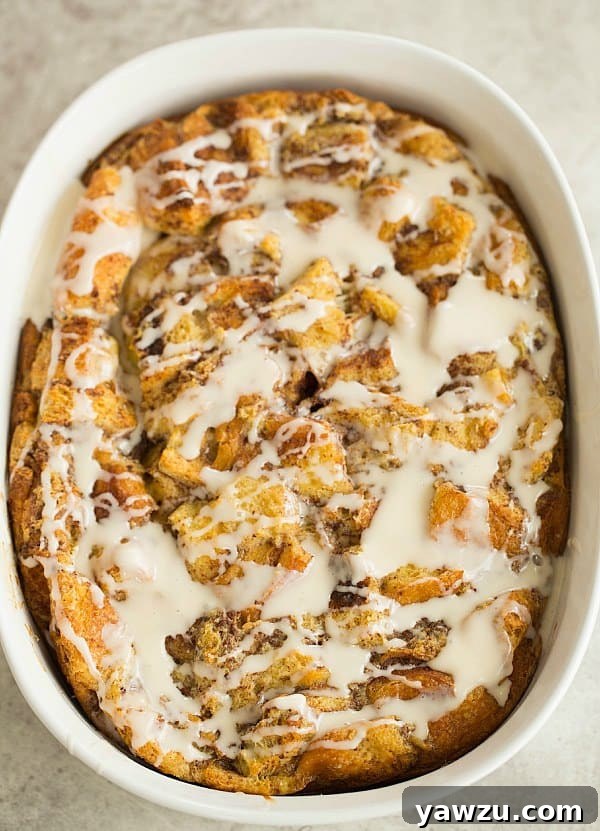 Cinnamon Roll Bread Pudding Breakfast Casserole - A delightful breakfast bake perfect for holidays or special brunches, featuring soft cinnamon rolls soaked in a rich custard.