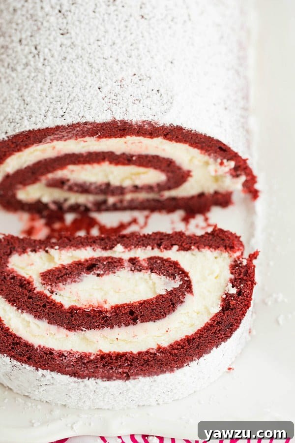 Delicious Red Velvet Roll Cake with Cream Cheese Frosting - Perfect for Valentine's Day