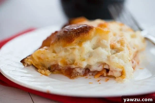 Cheesy Lasagna Bolognese | browneyedbaker.com #recipe #pasta