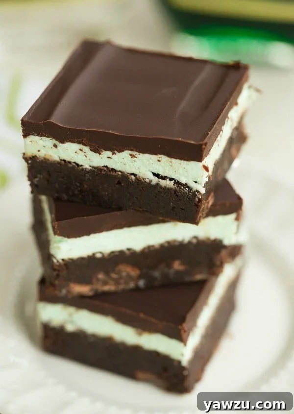 Lush green Grasshopper Brownies, perfect for St. Patrick's Day celebration