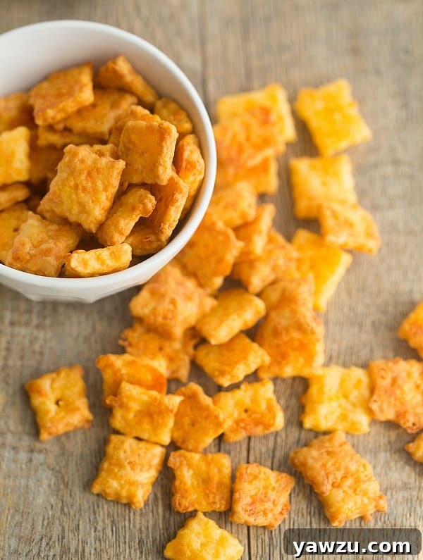 Close-up of Baked Homemade Cheez-Its