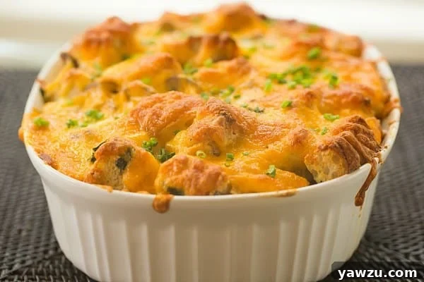Delicious Cheesy Bacon, Mushroom & Spinach Breakfast Strata Recipe