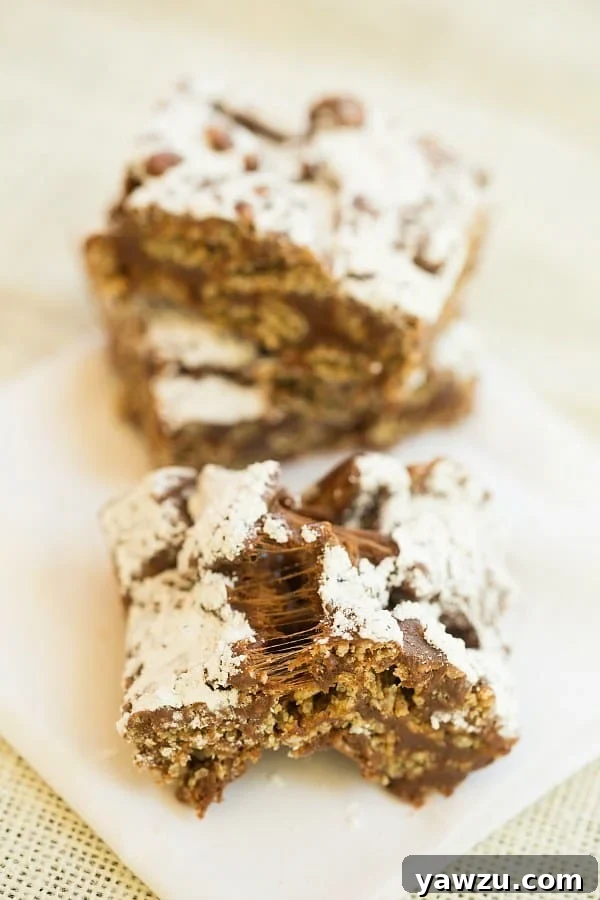 Muddy Buddy (Puppy Chow) Rice Krispie Treats | browneyedbaker.com #recipe