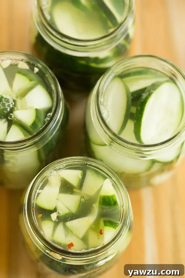 Close-up of Fresh Homemade Refrigerator Dill Pickles
