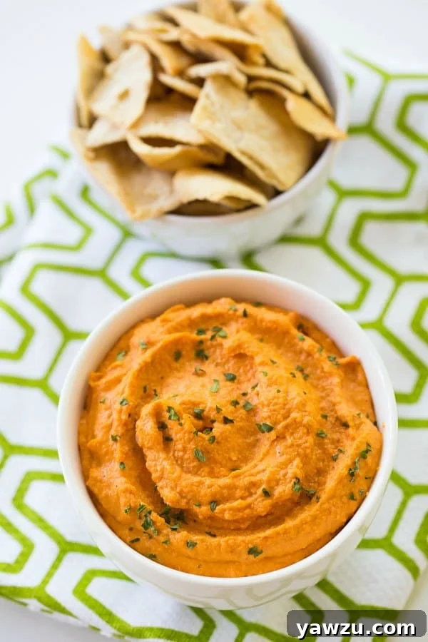 Roasted Red Pepper Hummus | browneyedbaker.com #recipe