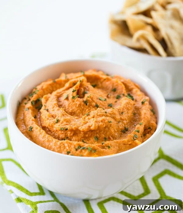 Roasted Red Pepper Hummus | browneyedbaker.com #recipe